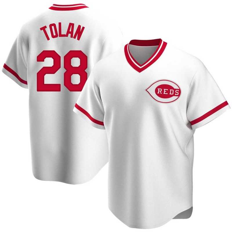 Reds 8 Bobby Tolan White Throwback Cool Base Jersey,We sell and wholesale Reds 8 Bobby Tolan White Throwback Cool Base Jersey on line form chian!